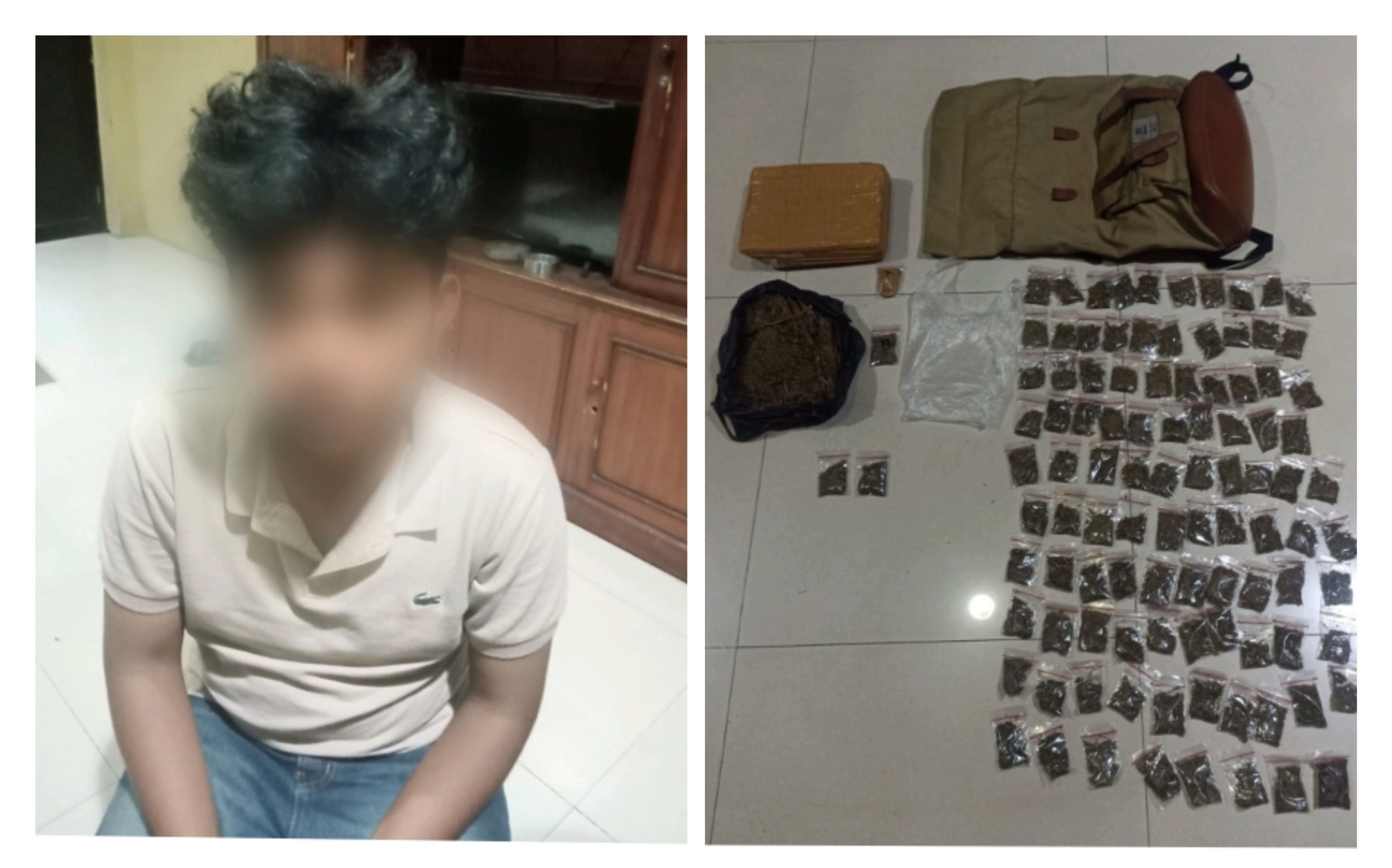 Duh, Mahasiswa Bandar Lampung asal Lampung Utara Ini Diduga Simpan 2 Kg Ganja Kering Siap Edar