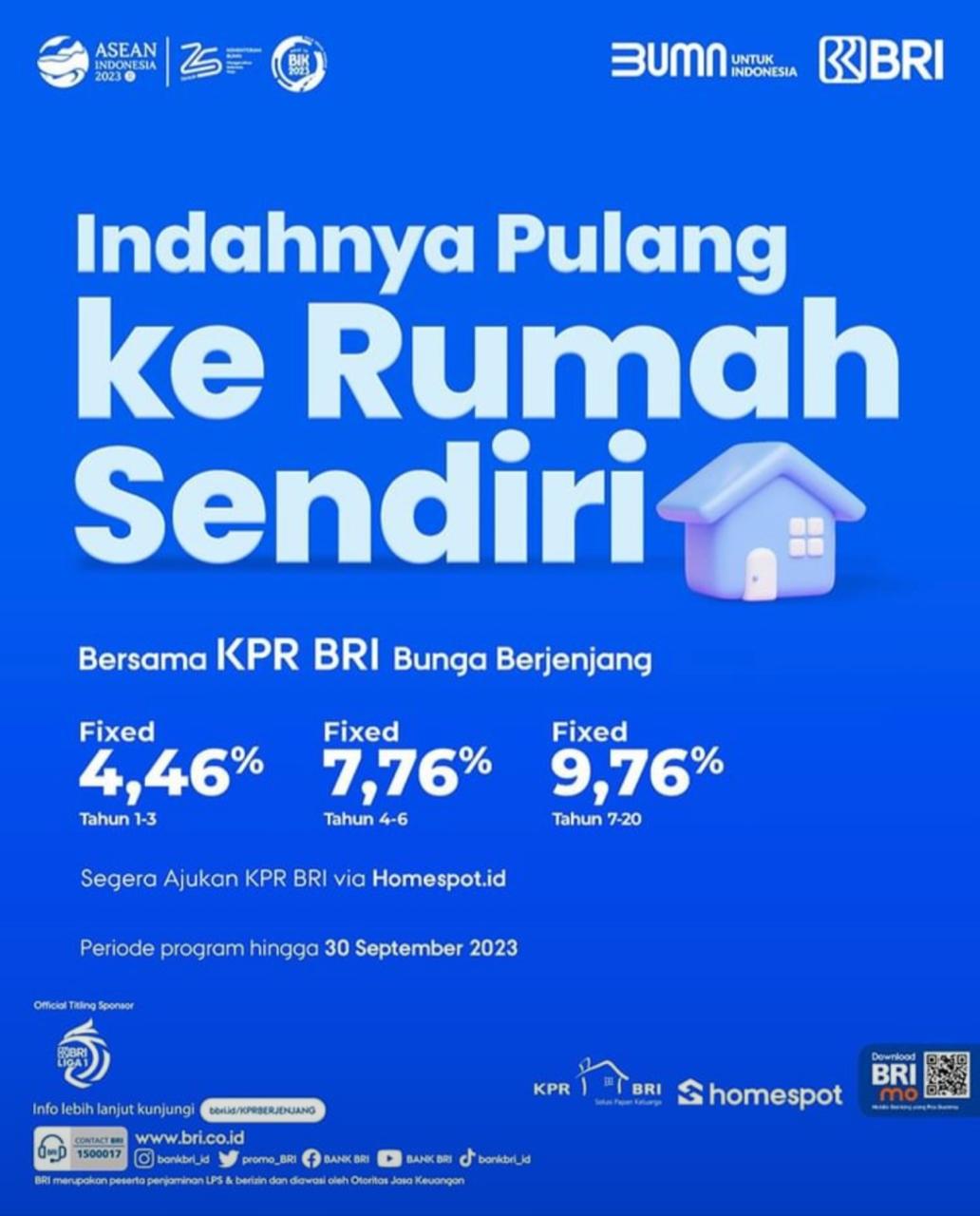 BRI Tawarkan KPR Bunga Menarik dan Bebas Ribet