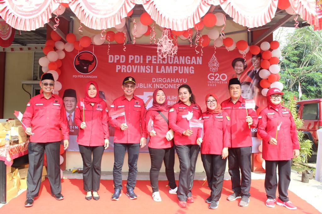Peringati HUT Ke-77 RI, PDI Perjuangan Lampung Gelar Upacara dan Perlombaan
