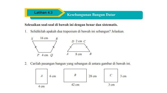Kunci Jawaban Matematika Kelas 9 Halaman 238 Terkait Latihan 4.3 Tentang Kesebangunan Bangun Datar