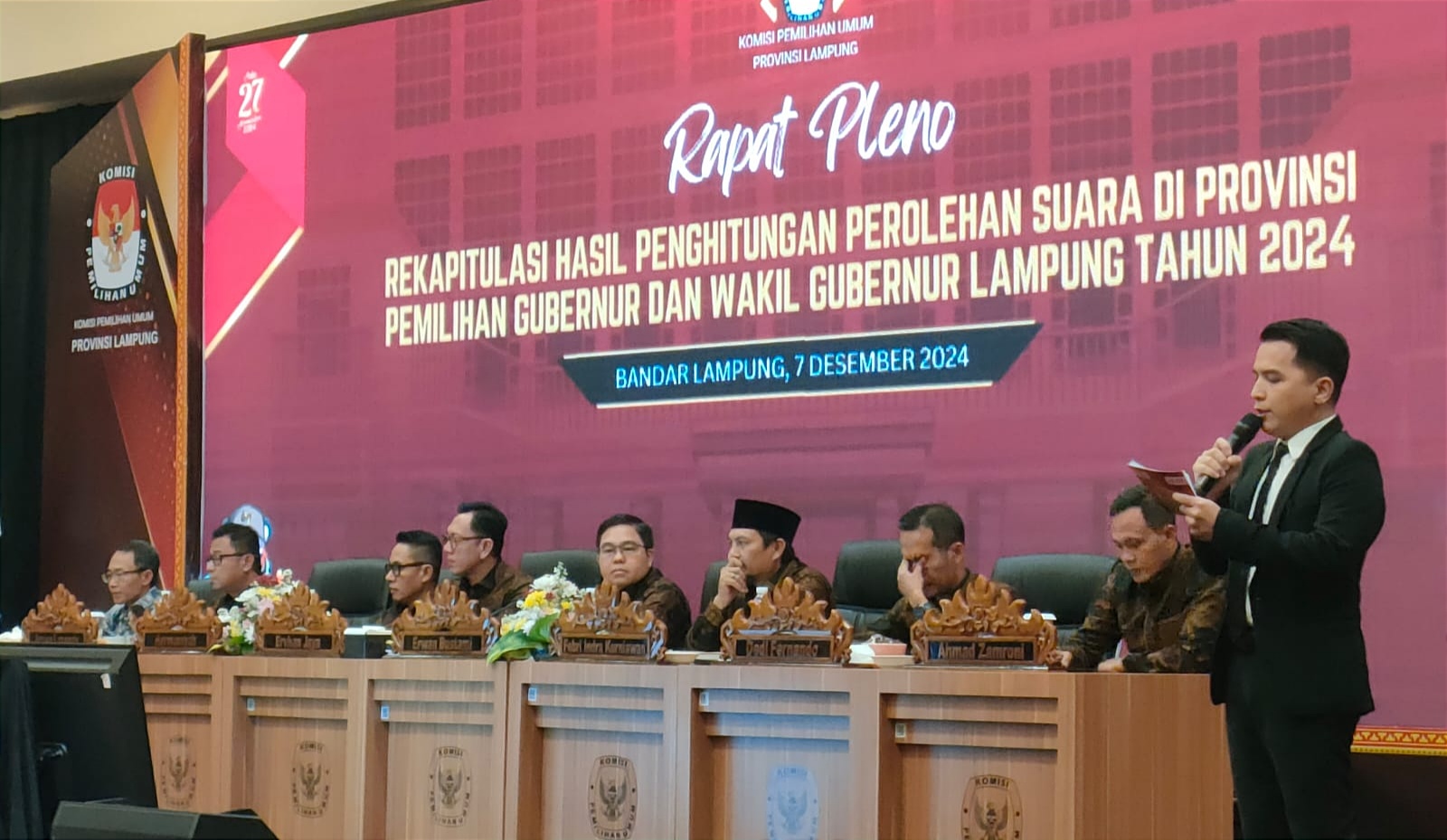 KPU Lampung Gelar Pleno Terbuka Rekapitulasi Hasil Penghitungan Suara Pilgub 2024