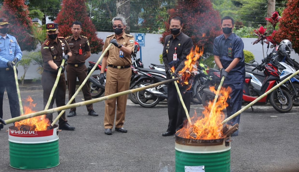 Kejari Lampung Barat Musnahkan Barang Bukti, Terbanyak Dari Kasus Narkoba