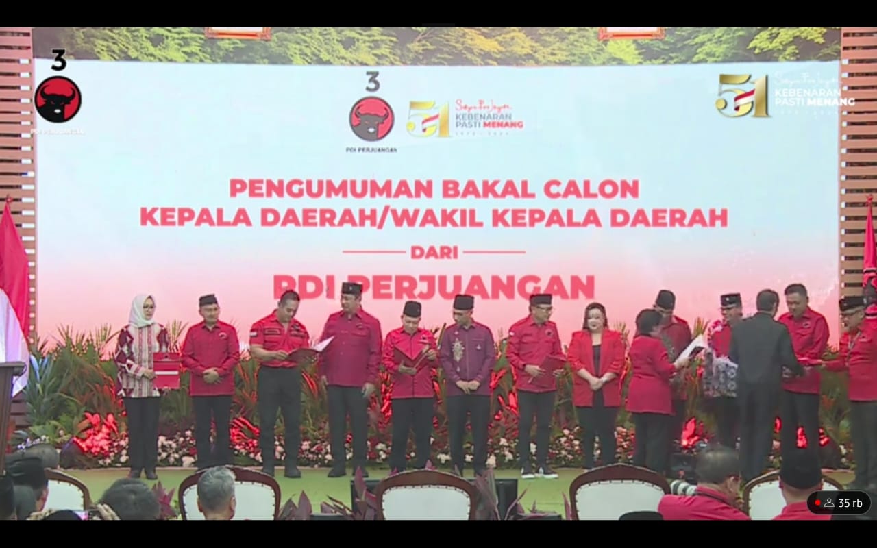PDIP Umumkan 6 Calon Gubernur, Tapi Lampung Hanya 'Kebagian' 4 Cakada Kabupaten/Kota