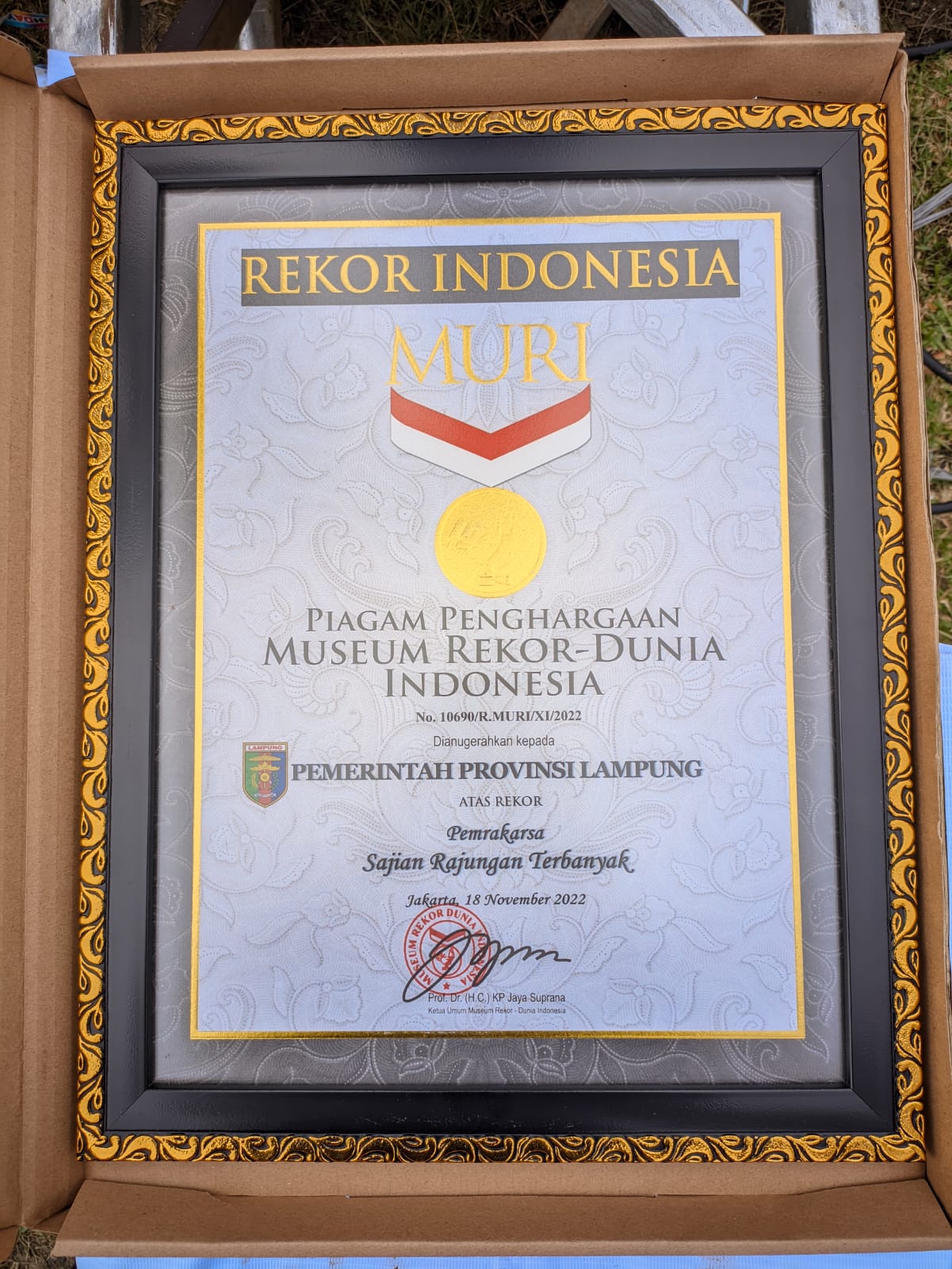Selamat! Gubernur Arinal Terima Penghargaan dari MURI, Ini Rekor yang Didapat
