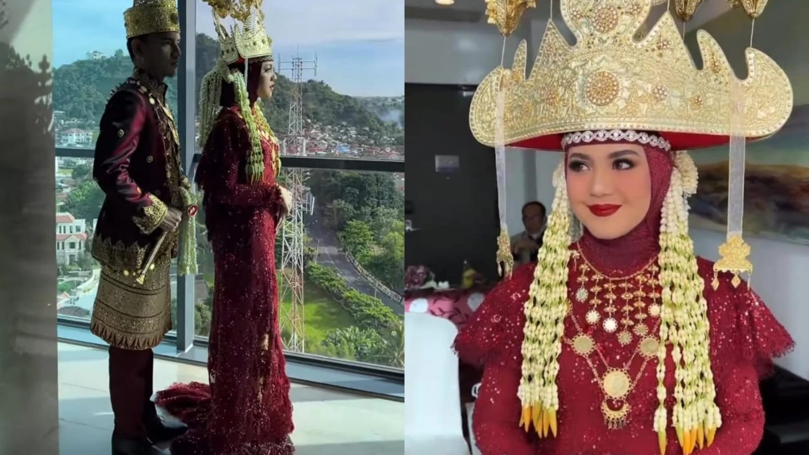 Berkebaya Merah Karya Didiet Maulana, Menantu Gubernur Lampung Tampil Anggun dalam Resepsi Hari Ini