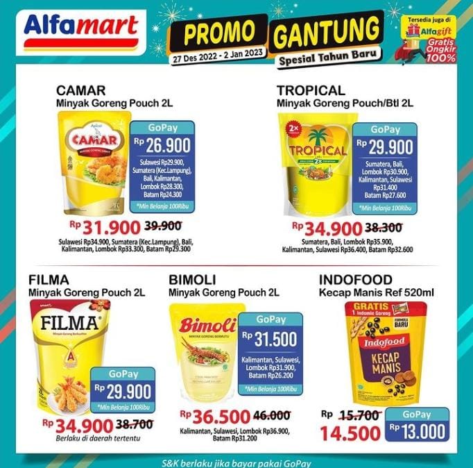 Promo Gantung Gajian Untung Alfamart Hari Ini Hingga 2 Januari 2023, Minyak Goreng Camar Hanya Rp 31.900