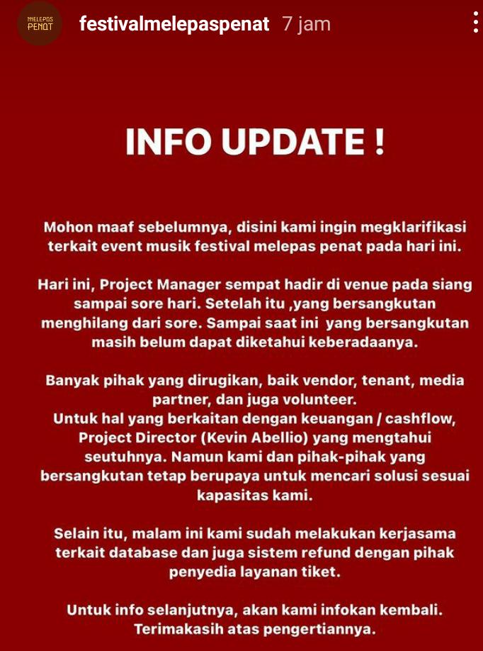 Konser Melepas Penat Batal Digelar