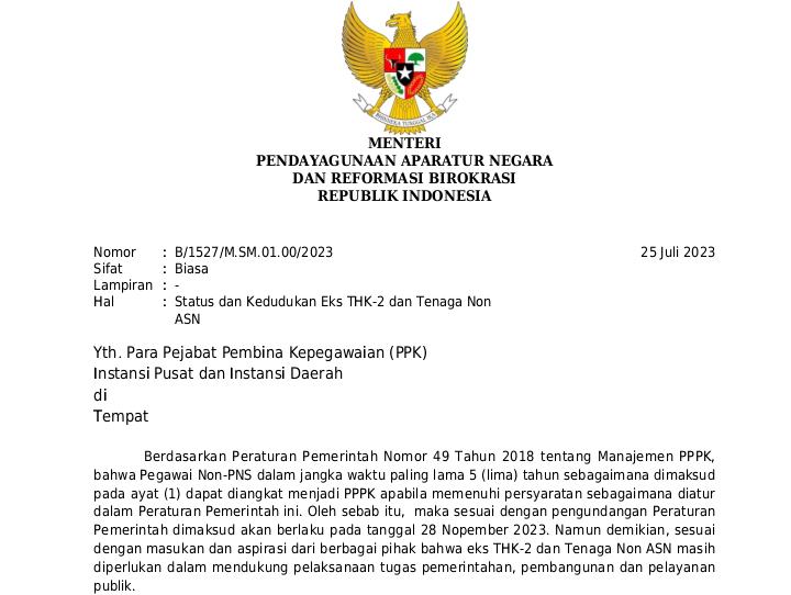 Honorer Harus Tau! Ini 'Surat Sakti' Dari Menpan RB Agar Terlindungi Dari PHK Massal November 2023