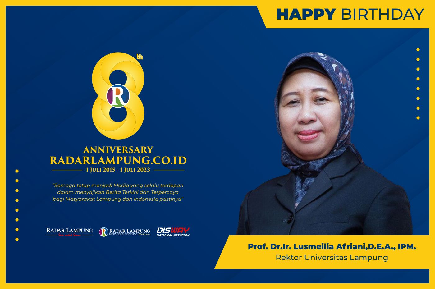 Lusmeilia Afriani: Selamat dan Sukses untuk Radar Lampung Online