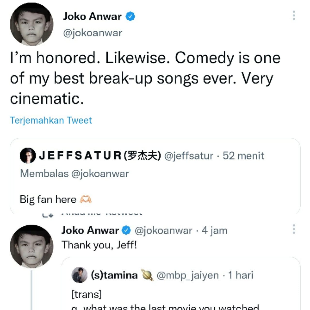 Sutradara Joko Anwar dan Aktor Thailand Jeff Satur Saling Balas Cuitan, Warganet: Ini Hari yang Aneh