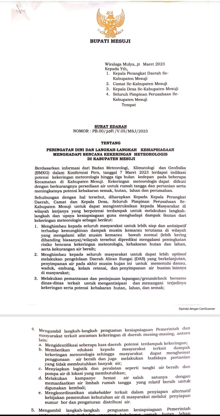 PJ Bupati Mesuji Keluarkan Surat Edaran terkait Antisipasi Bencana Kebakaran