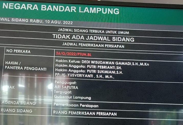 Ari Saputra Resmi Ajukan Gugatan PAW Dirinya Dari Anggota DPRD Way Kanan