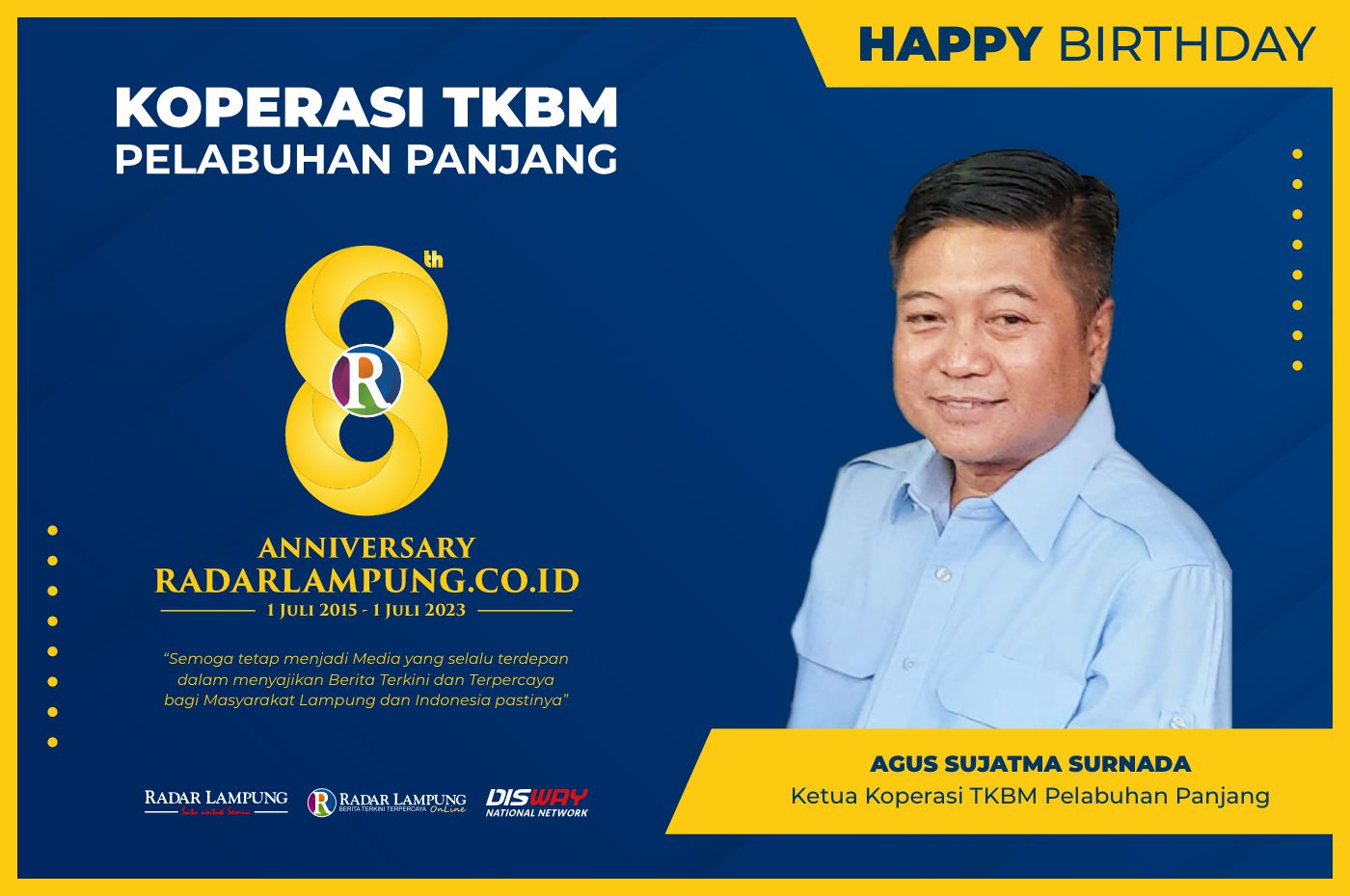 Koperasi TKBM Pelabuhan Panjang: Selamat Hari Jadi Radar Lampung Online ke-8