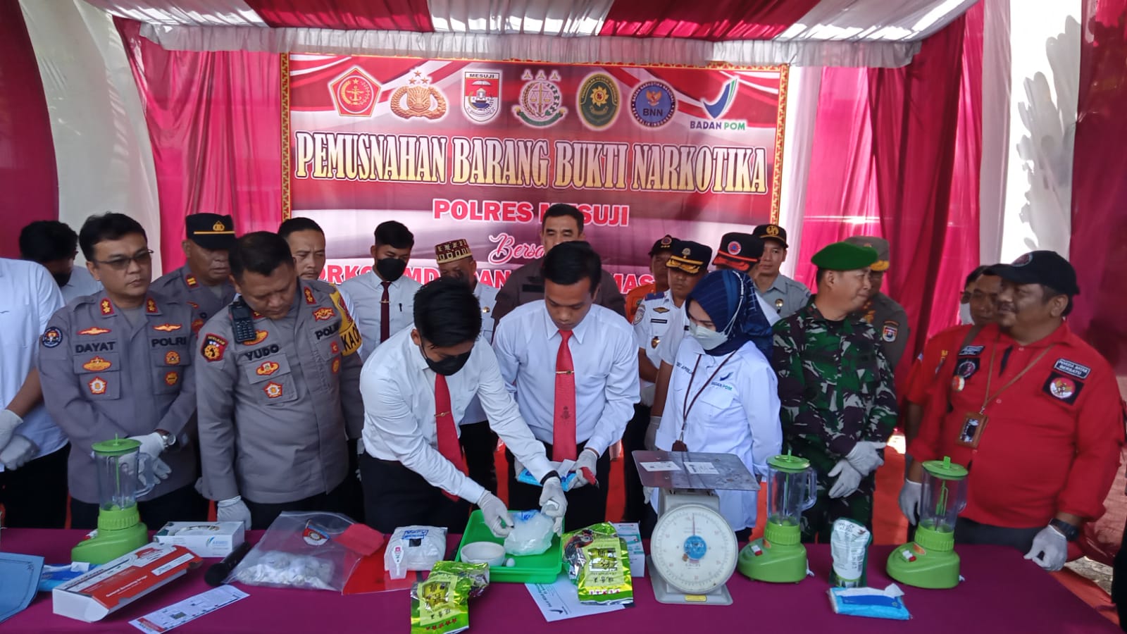2 Kg Sabu dan 1000 Butir Pil Ekstasi Dimusnahkan oleh Polres Mesuji