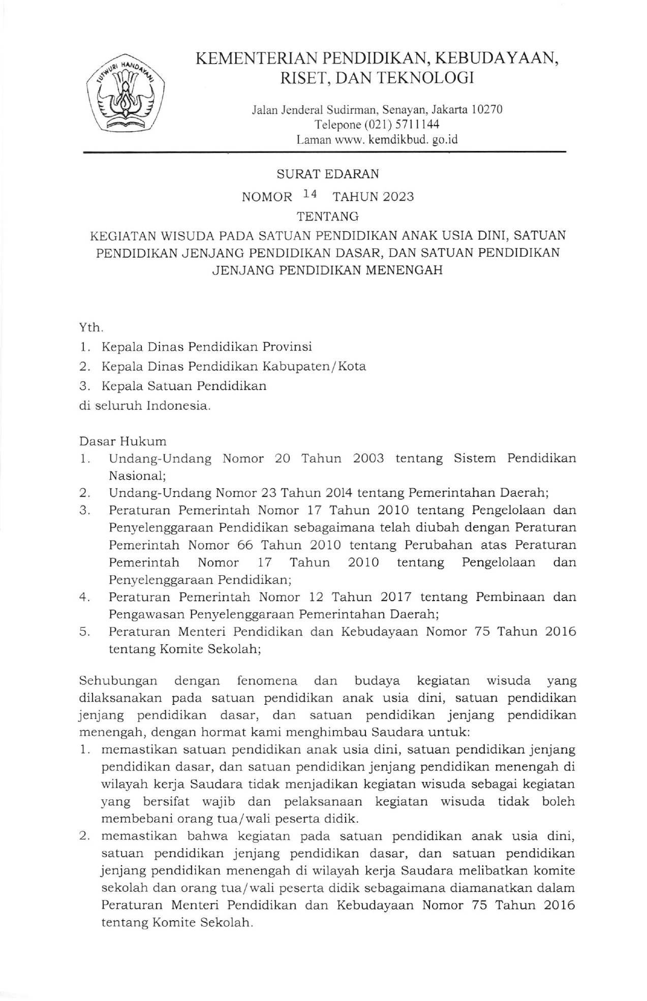 Tegas, Kemendikbud Ingatkan Sekolah Jika Wisuda Bukan Hal Wajib, Catat!