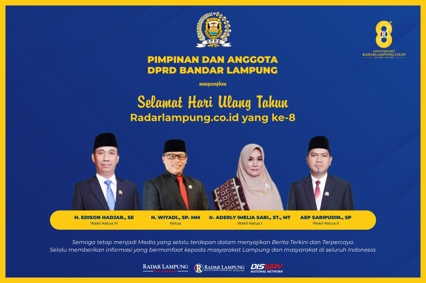 DPRD Bandar Lampung: Selamat HUT ke-8 Radar Lampung Online