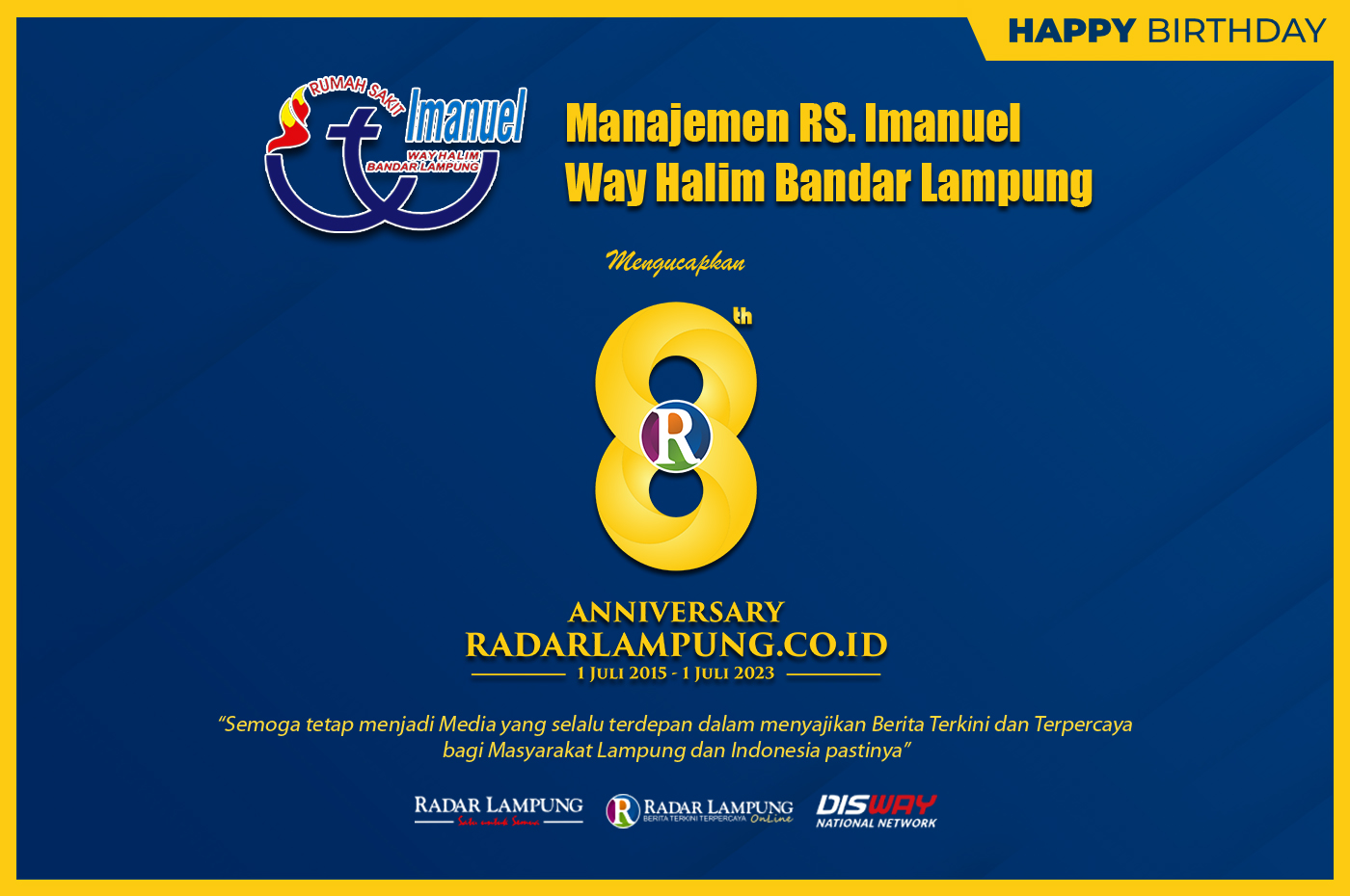 RS Imanuel: Selamat dan Sukses HUT ke 8 Radar Lampung Online
