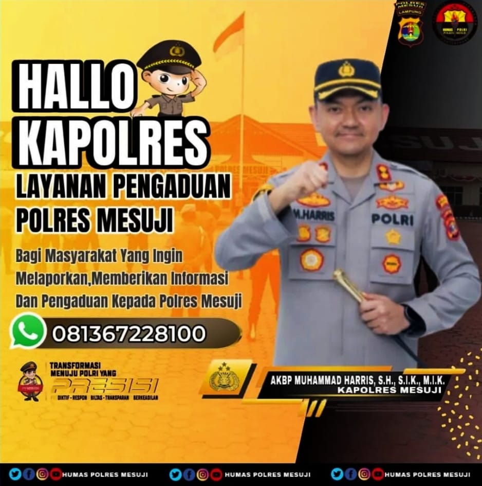 Ada Gangguan Kamtibmas di Mesuji, Segera Lapor ke Nomor Pelayanan Ini