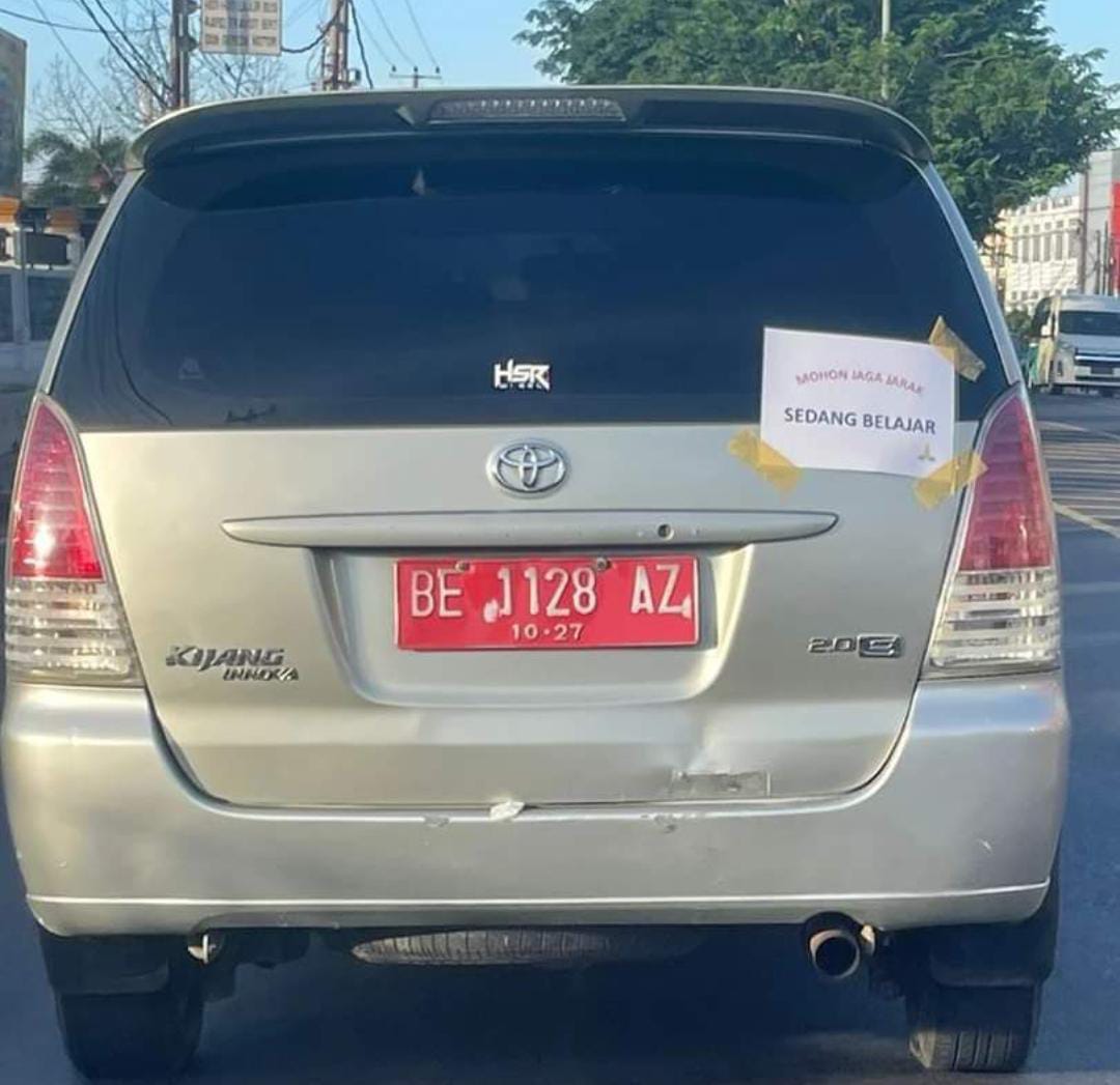 Viral Randis Plat Merah BE 1128 AZ Digunakan Untuk Belajar Mobil, Perekam: Apakah Sudah Beralih Fungsi?