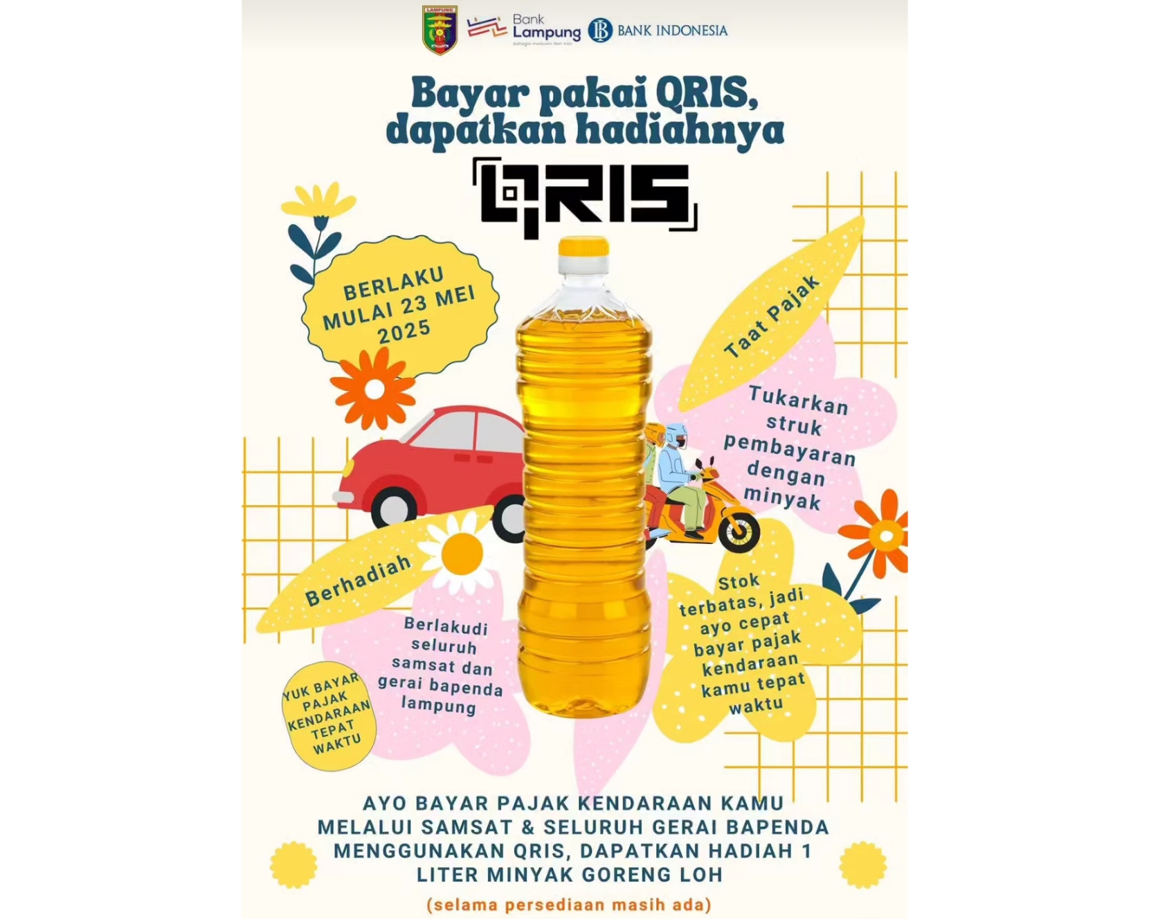 Mulai Besok, Ada Minyak Goreng Gratis Untuk Masyarakat Yang Bayar Pajak Menggunakan QRIS