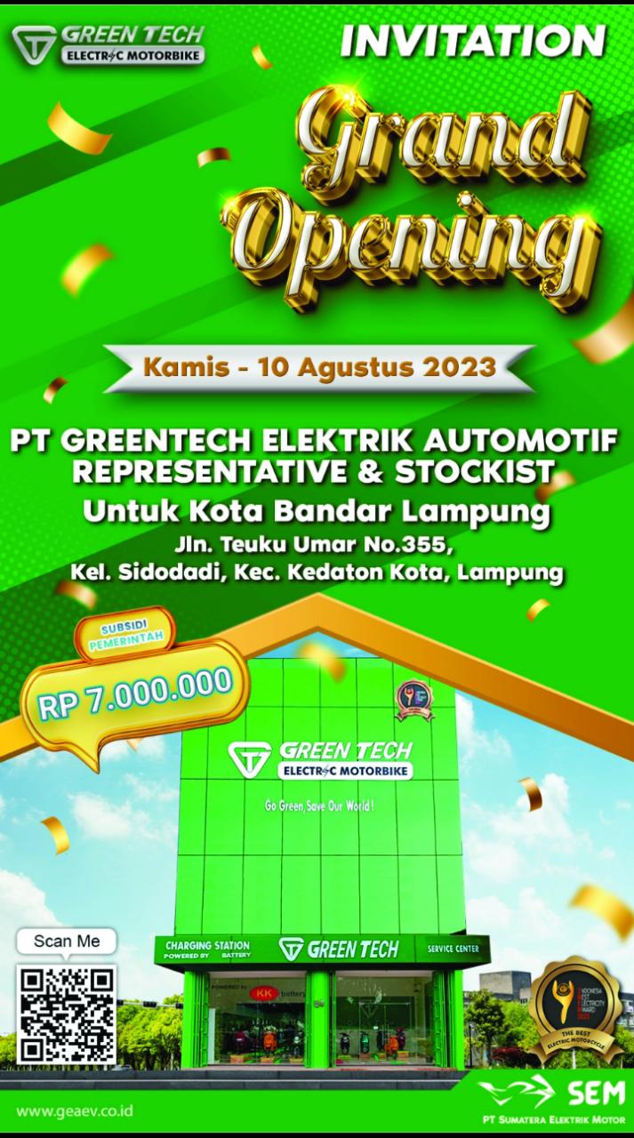 Greentech Electric hadirkan Inovasi Motor Listrik Berkualitas Aman dan Nyaman di Lampung