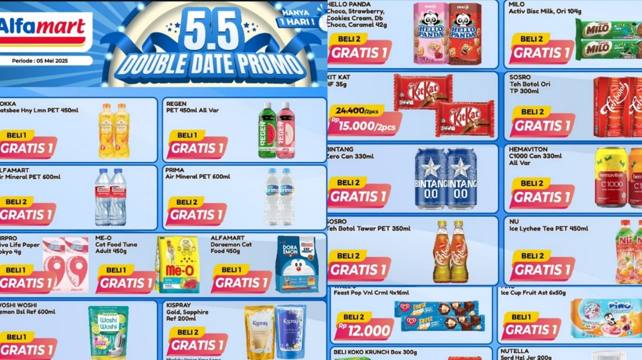 Promo 5.5 Alfamart Spesial Double Date, Borong Sekarang Untuk Kesempatan Ini Hanya 1 Hari! Cek Katalognya