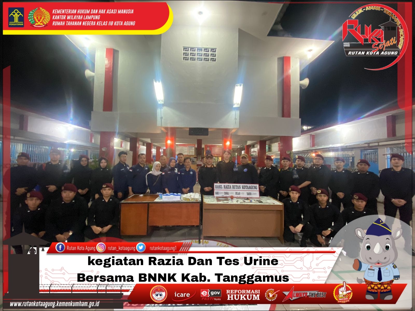Rutan Kota Agung-BNNK Tanggamus Gelar Razia dan Tes Urine