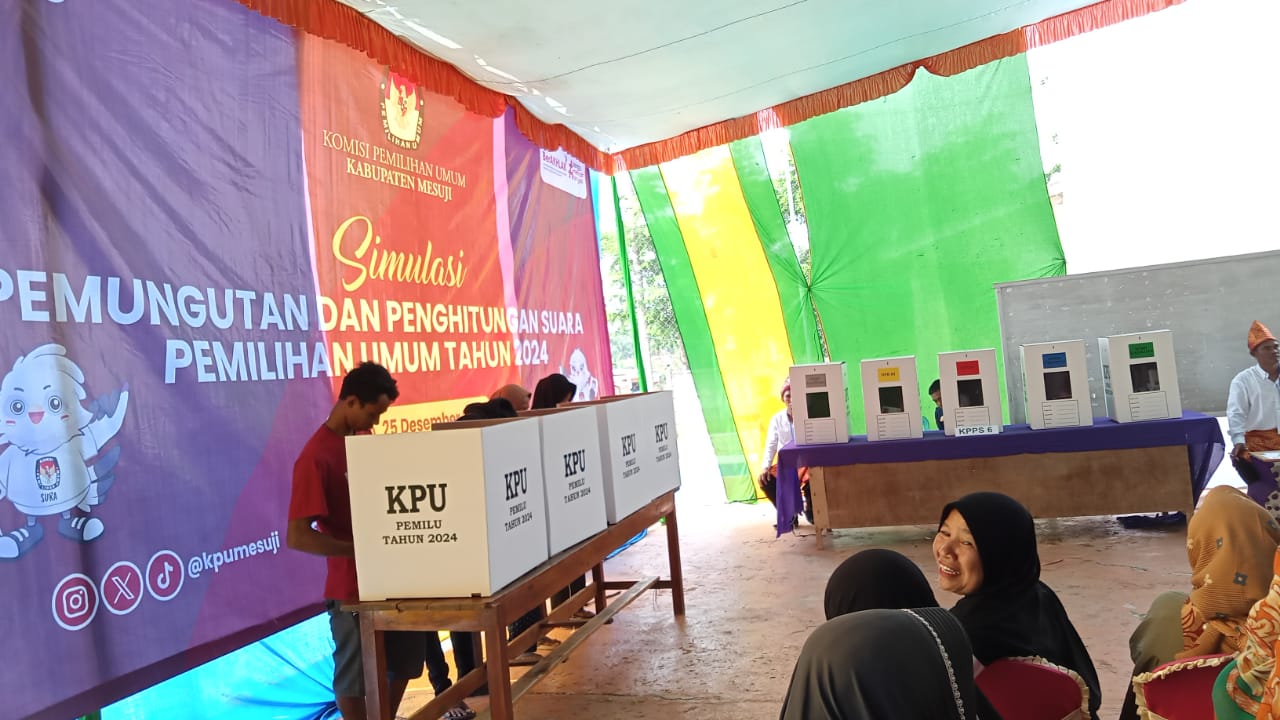 KPU Mesuji Lampung Gelar Simulasi Pemungutan Suara Pemilu, 1 Orang Paling Lama Butuh Waktu 5 Menit