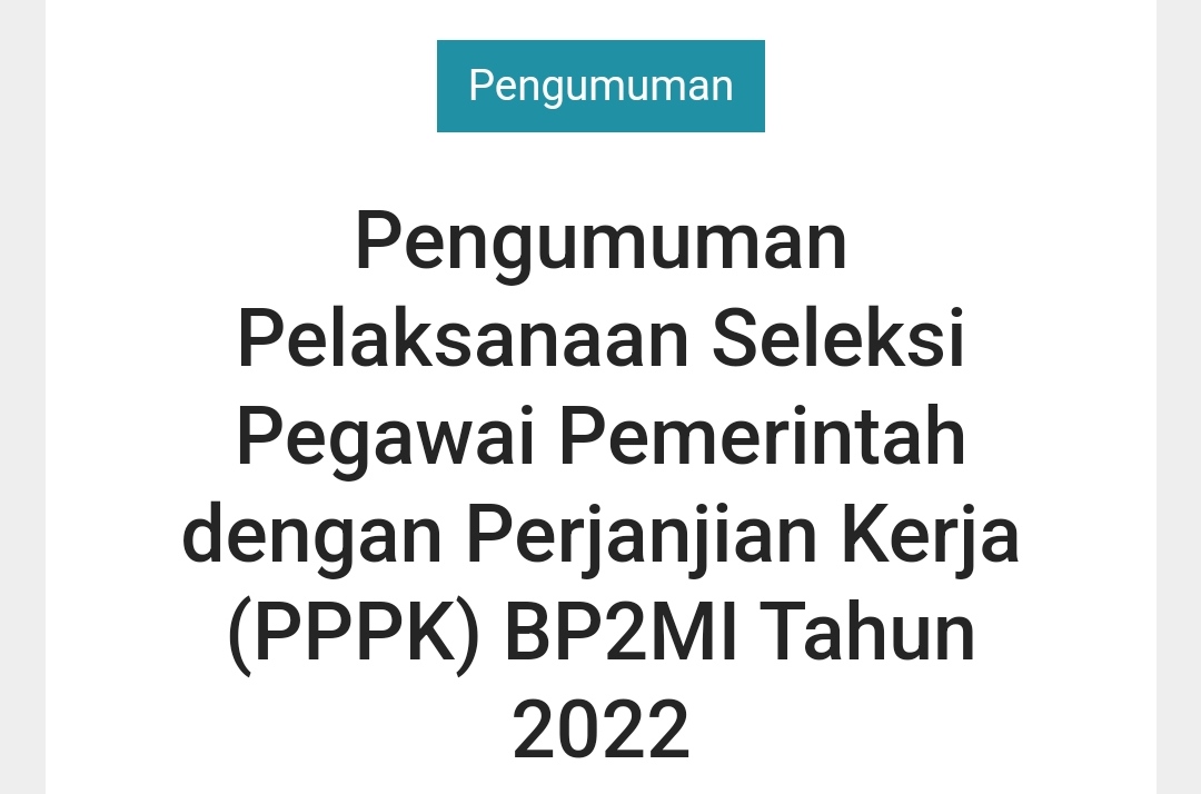 Hasil Seleksi Administrasi PPPK BP2MI 2022, Cek Linknya Di Sini