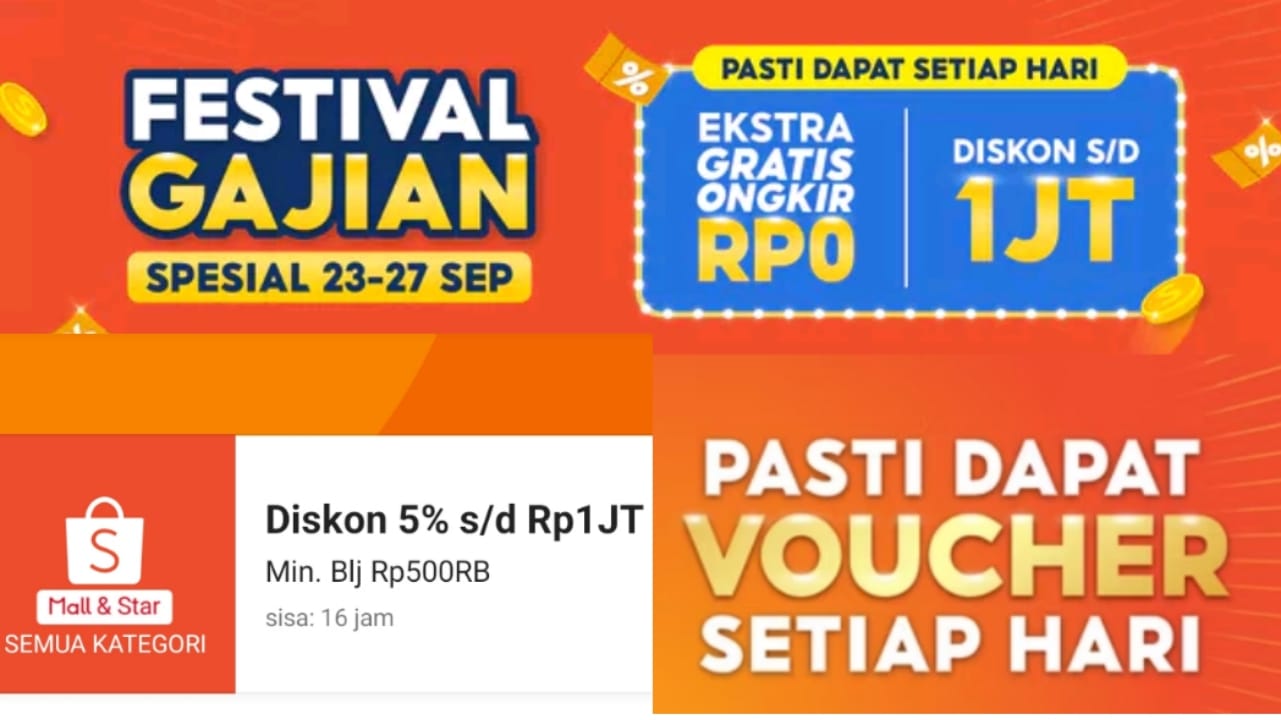 Festival Gajian Spesial di Shopee, Dapatkan Diskon Sampai Dengan 1 Juta!