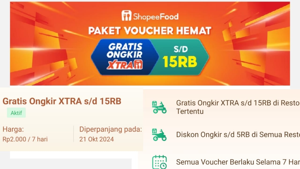 Klaim Sekarang, Dapatkan Voucher Gratis Ongkir Extra di ShopeeFood Selama 7 Hari