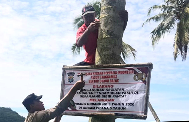 Cegah Penambangan Pasir Laut, Polsek Cukuh Balak Lakukan Ini