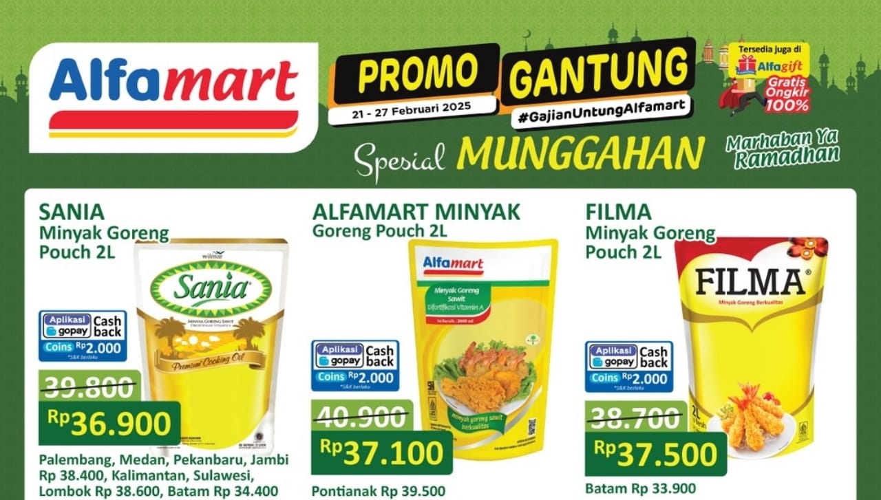 Promo Minyak Goreng Murah di Alfamart, Harga Mulai Rp36.900