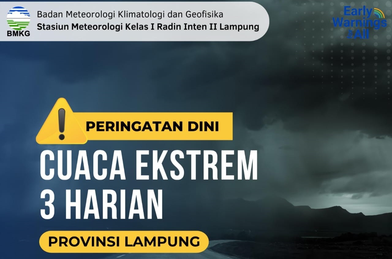 Waspada, Cuaca Ekstrem Berpotensi Landa Lampung Tiga Hari Kedepan