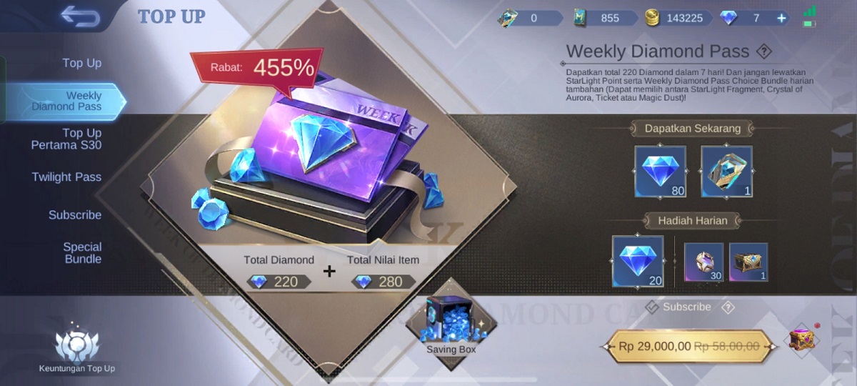 Cara Dapatkan Weekly Diamond Pass Mobile Legends dengan Harga Murah