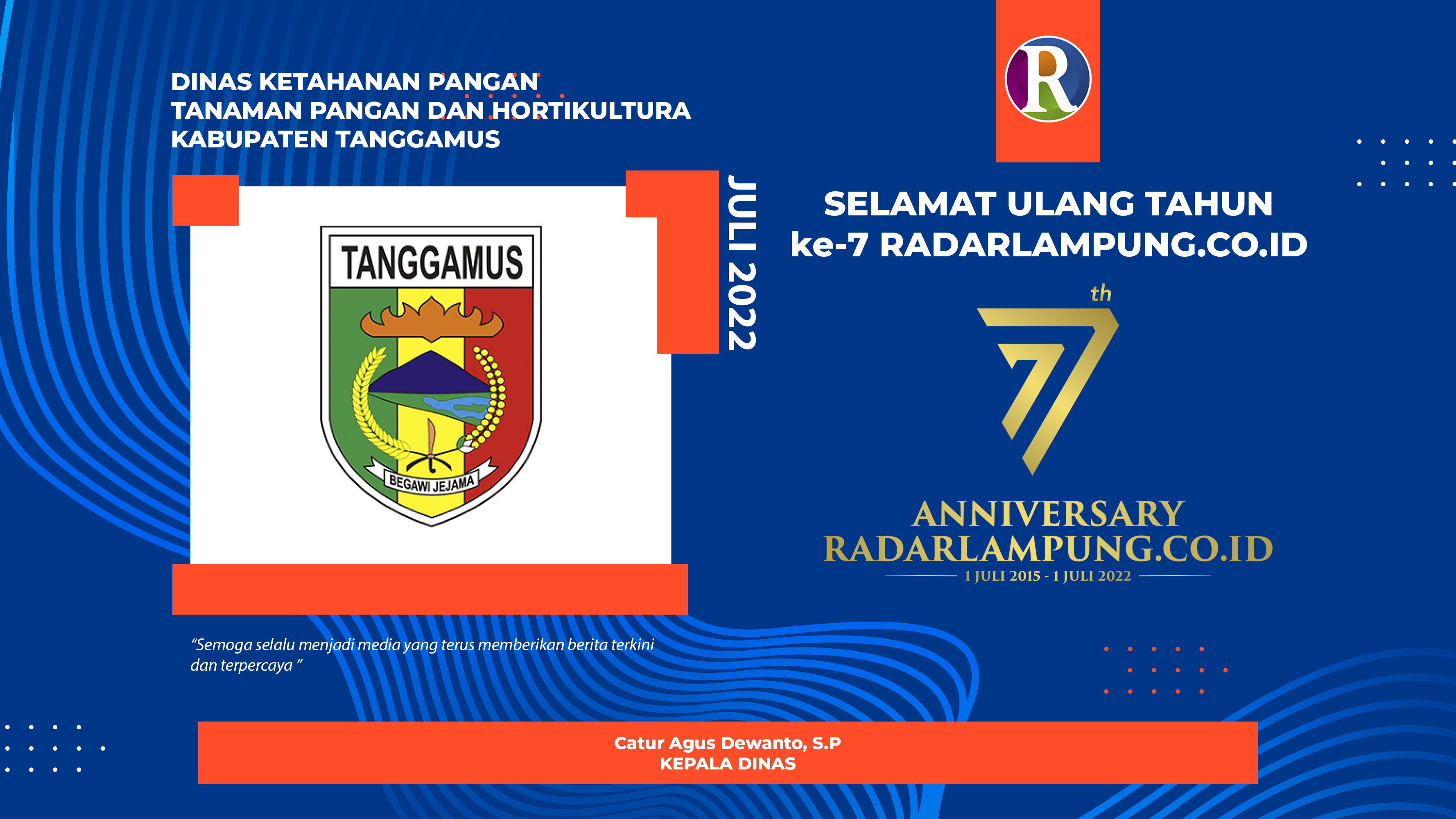 Dinas Ketahanan Pangan, Tanaman Pangan dan Hortikultura Tanggamus: Selamat Ulang Tahun Radar Lampung Online