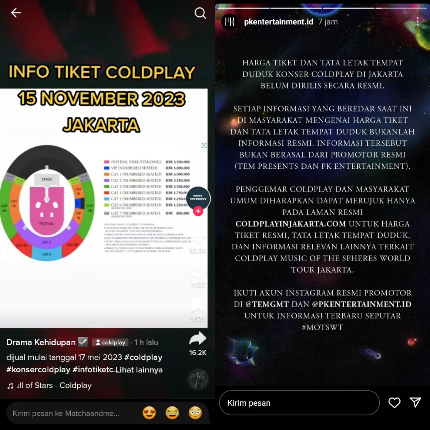 Beredar Informasi Seatplan dan Harga Tiket Konser Coldplay di Jakarta, Pihak Promotor Buka Suara
