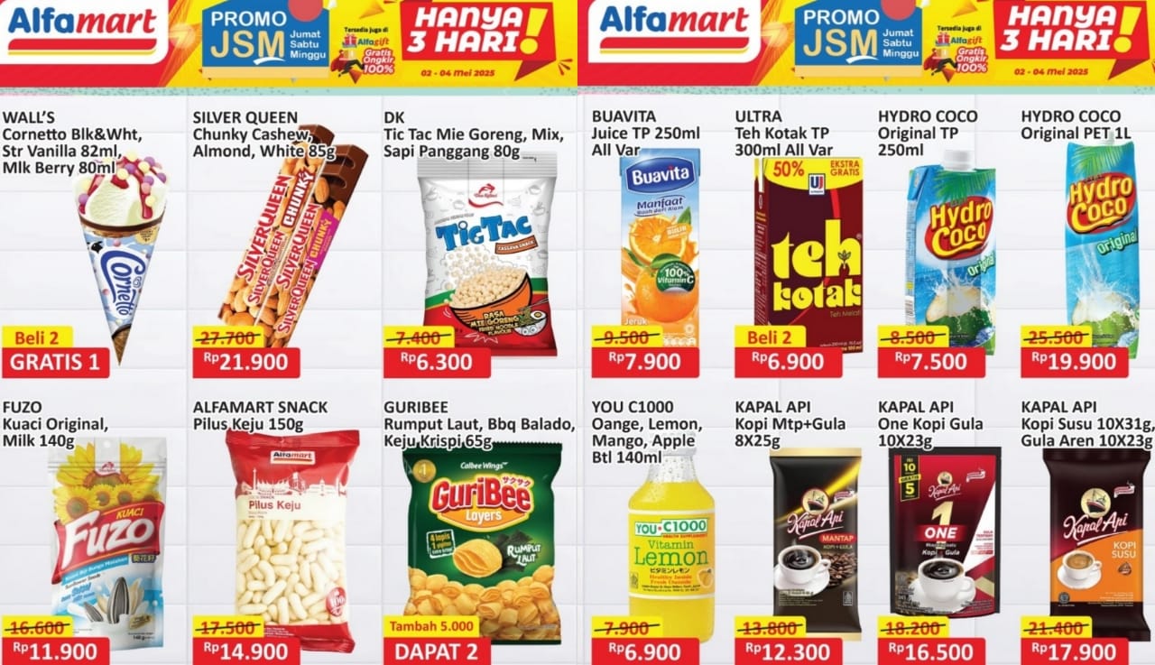 Promo JSM Camilan dan Minuman Segar dari Alfamart Sampai 4 Mei 2025, Ini Daftar Produknya