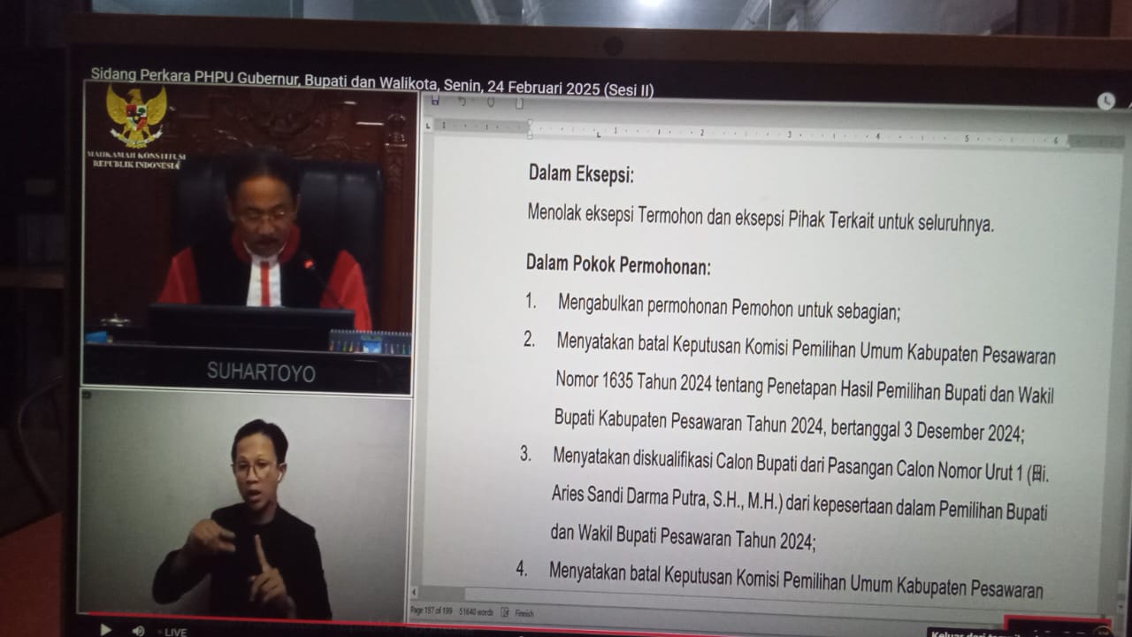 BREAKING NEWS: MK Diskualifikasi Aries Sandi Darma Putra!