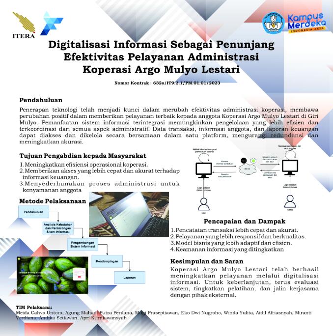 Tim PKM Dosen Itera Laksanakan Digitalisasi Informasi Koperasi Agro Mulyo Lestari