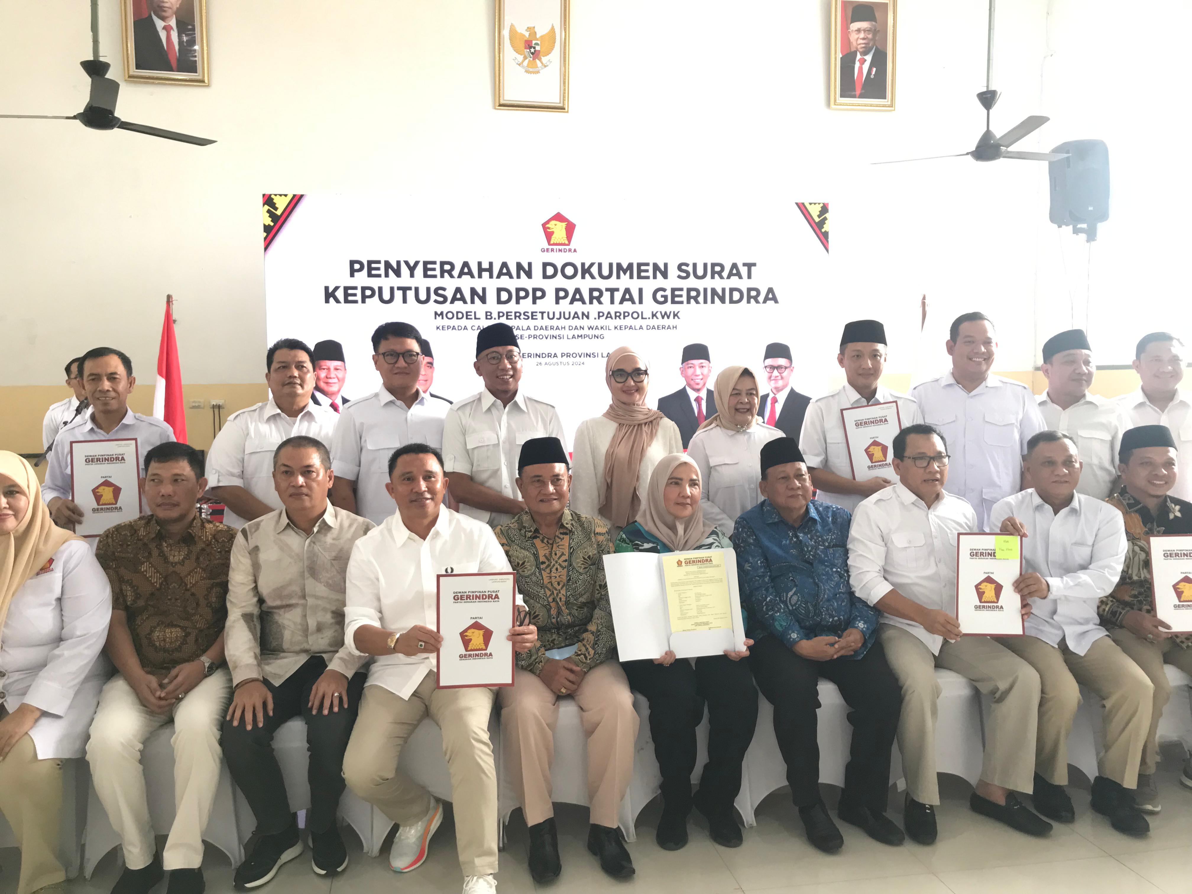 Gerindra Lampung Umumkan 15 Cakada untuk Pilkada 2024, Ini Daftar Lengkapnya
