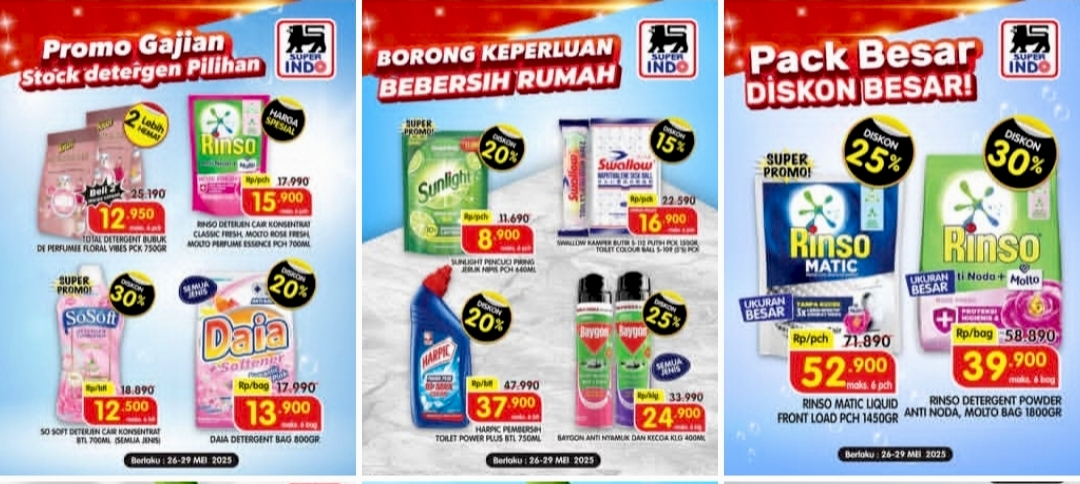 Promo Gajian Superindo Sampai Besok, Diskon Besar Deterjen Daia Hingga Belanja Hemat Sunlight Pencuci Piring