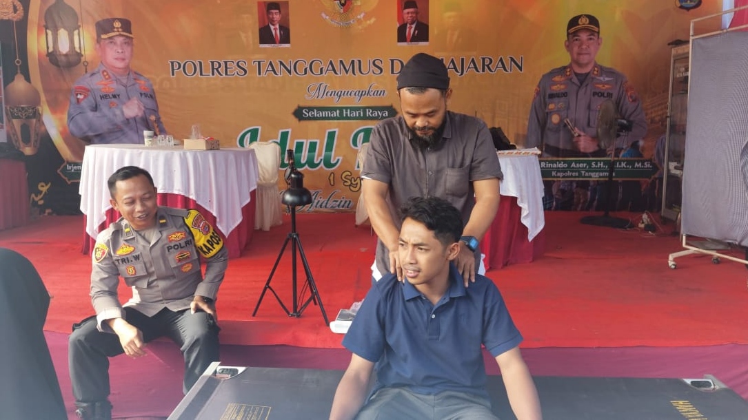 Untuk Pemudik yang Kelelahan, Boleh Mampir ke Pospam Kota Agung Tanggamus, Ada Layanan Pijat Gratis