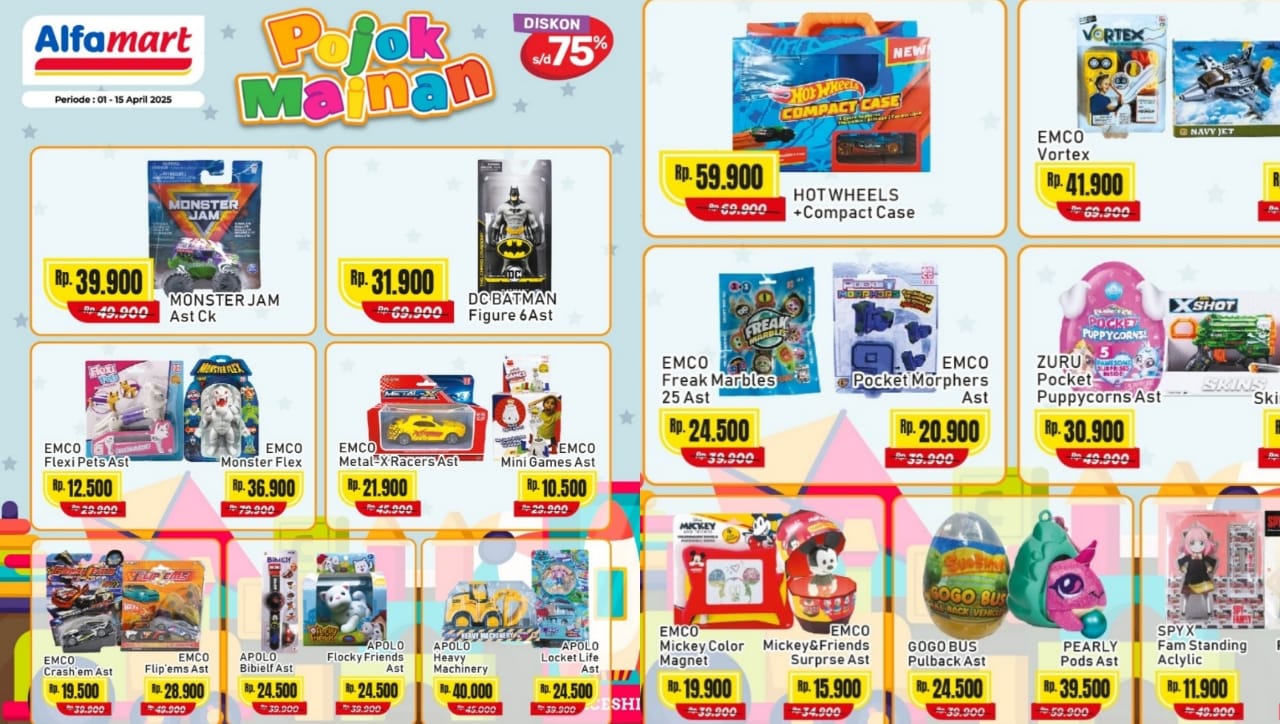 Promo Mainan si Kecil di Alfamart, Ada Diskon Sampai 75 Persen!