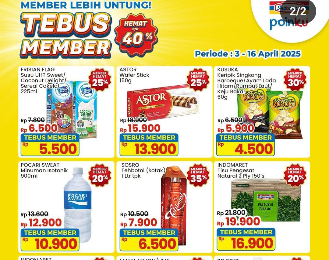 Super Untung! Promo Indomaret Member Makin Hemat, Dapatkan Diskon Potongan Harga Mulai Rp 10 Ribu