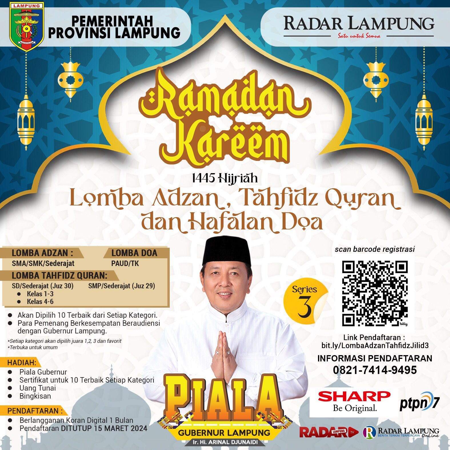 Lomba Adzan dan Tahfidz Quran Gubernur Cup 2024 Dibuka, Siswa TK Hingga SMA Daftar Disini!
