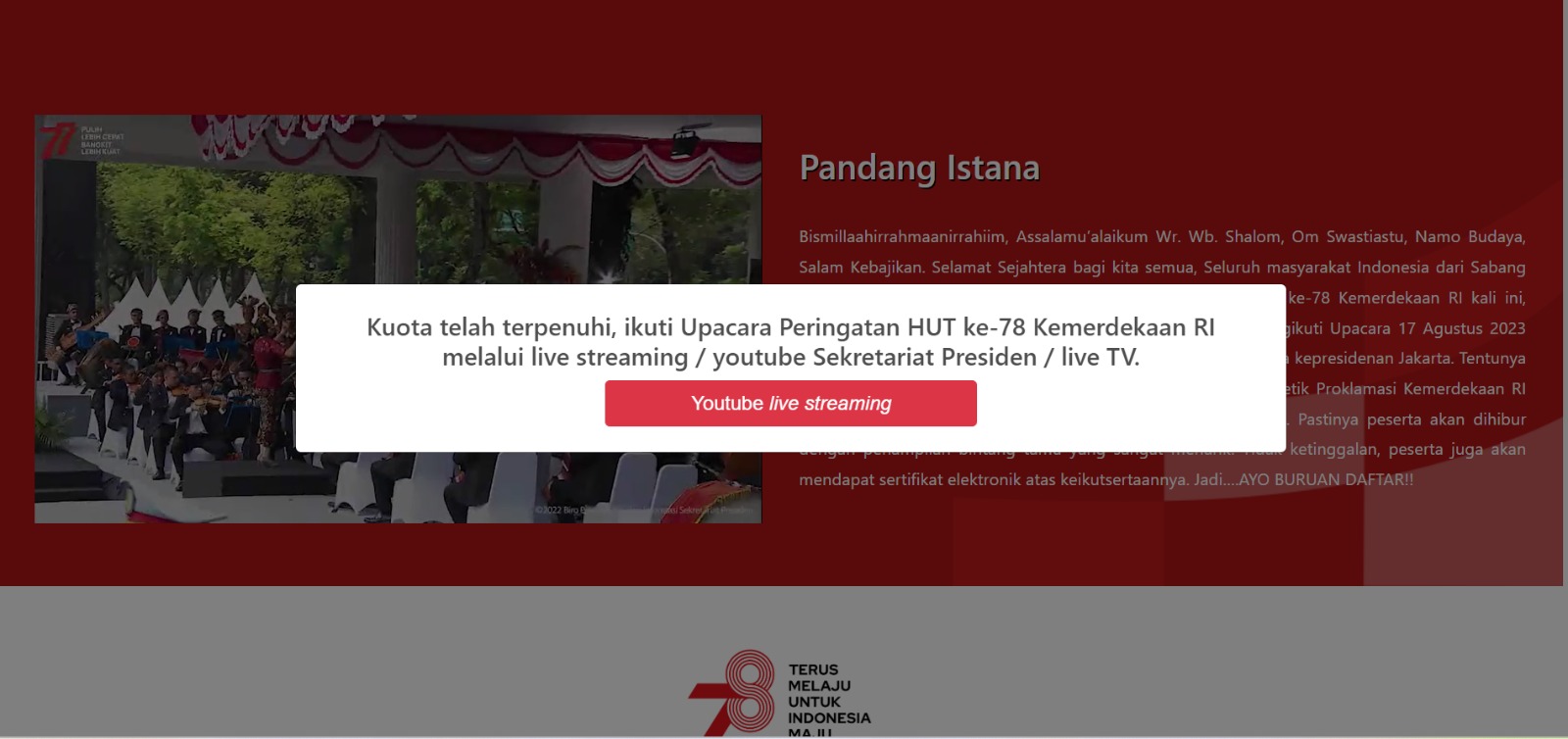 Undangan Upacara HUT Ke 78 Ludes Hanya Dalam Tempo Sehari!