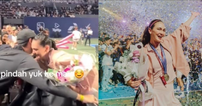 Bikin Baper! Usai Menang Tenis Luna Maya diberi Bunga hingga Dipeluk oleh Pria Ini