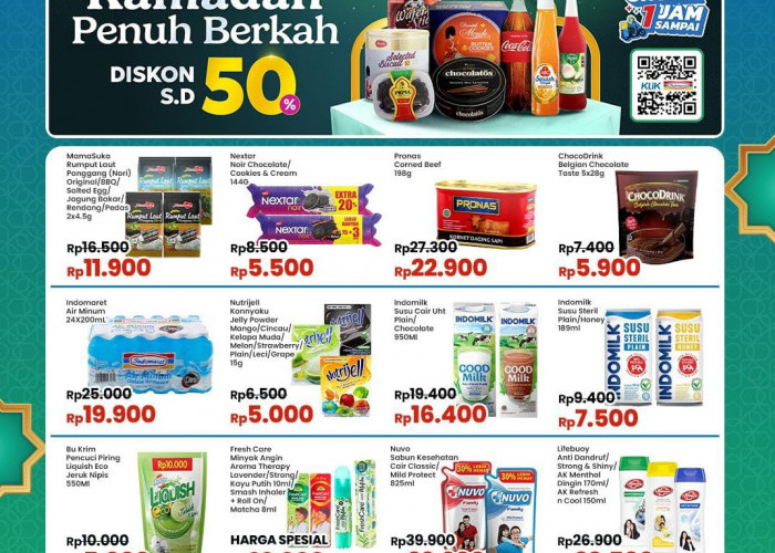 Promo Indomaret Ramadhan Penuh Berkah Diskon 50 Persen, Cek Rincian Kebutuhan Berbuka Hari Ini