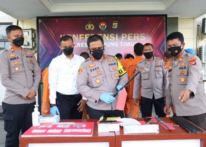 Terlibat Serangkaian Aksi Perampokan, Polres Lampung Timur Amankan 9 Tersangka 
